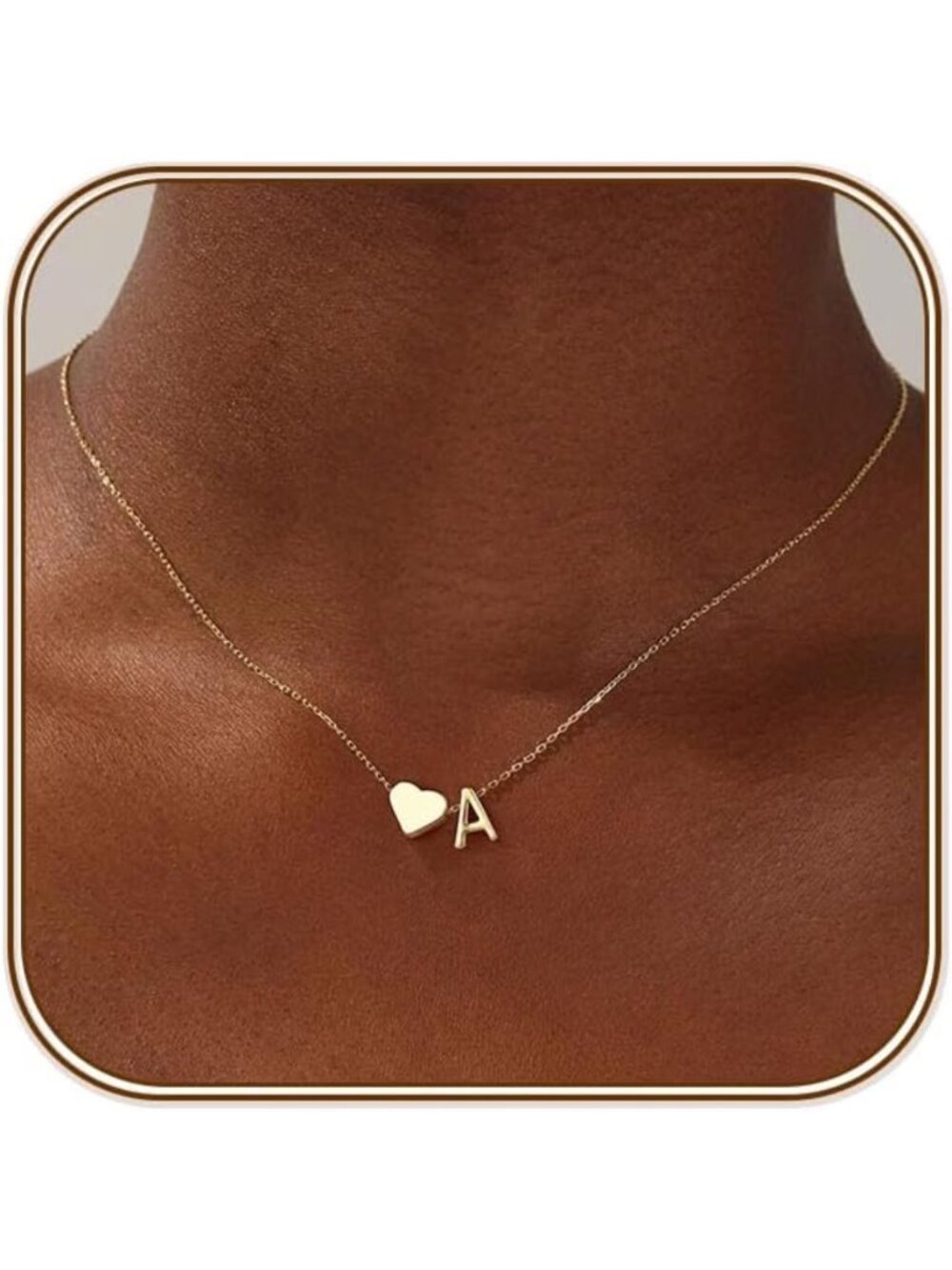 18K Gold Plated Heart Initial Necklace for Women & Girls - Elegant Personalized